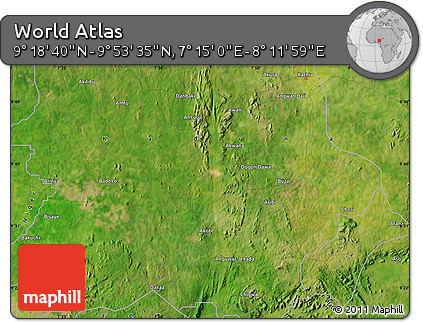 Satellite Map of the Area around 9° 36' 8" N, 7° 43' 29" E