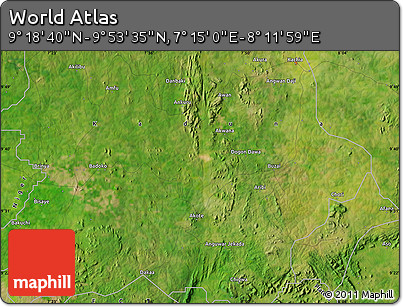 Satellite Map of the Area around 9° 36' 8" N, 7° 43' 29" E