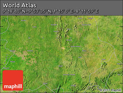 Satellite Map of the Area around 9° 36' 8" N, 7° 43' 29" E