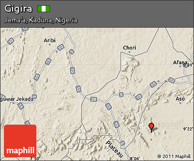 Shaded Relief Map of Gigira