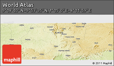Physical Panoramic Map of the Area around 9° 36' 8" N, 7° 43' 29" E