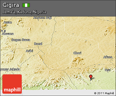 Physical Panoramic Map of Gigira