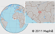 Gray Location Map of the area around 9° 36' 8" N, 7° 34' 30" W