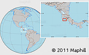 Gray Location Map of the area around 9° 36' 8" N, 84° 55' 30" W