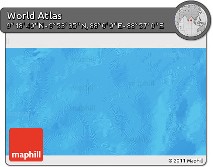 Physical 3D Map of the Area around 9° 36' 8" N, 88° 28' 29" E