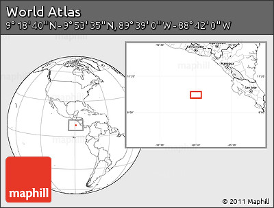 Blank Location Map of the Area around 9° 36' 8" N, 89° 10' 30" W