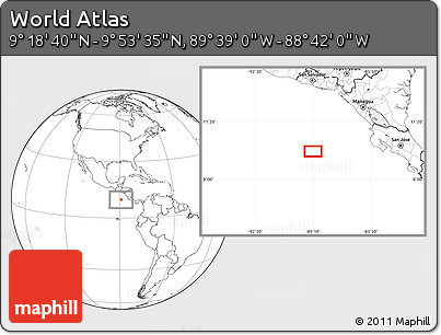 Blank Location Map of the Area around 9° 36' 8" N, 89° 10' 30" W