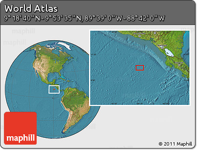 Satellite Location Map of the Area around 9° 36' 8" N, 89° 10' 30" W