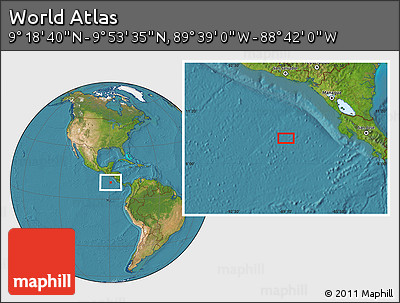 Satellite Location Map of the Area around 9° 36' 8" N, 89° 10' 30" W