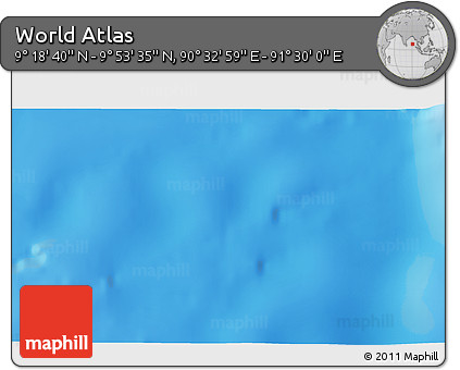 Physical 3D Map of the Area around 9° 36' 8" N, 91° 1' 30" E