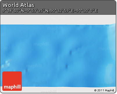 Physical 3D Map of the Area around 9° 36' 8" N, 91° 1' 30" E