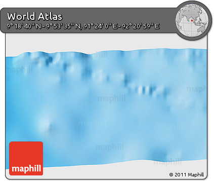 Physical 3D Map of the Area around 9° 36' 8" N, 91° 52' 30" E