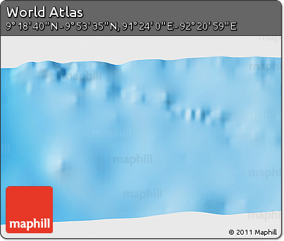 Physical 3D Map of the Area around 9° 36' 8" N, 91° 52' 30" E