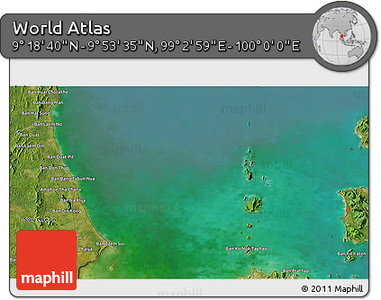 Satellite 3D Map of the Area around 9° 36' 8" N, 99° 31' 30" E