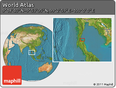 Satellite Location Map of the Area around 9° 36' 8" N, 99° 31' 30" E