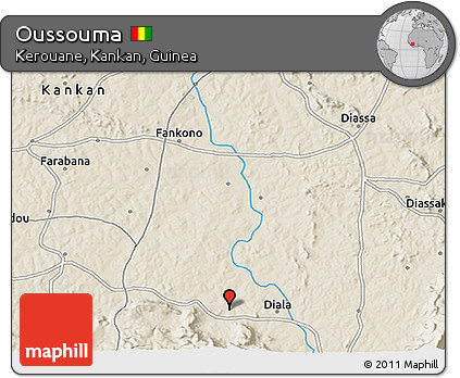 Shaded Relief 3D Map of Oussouma