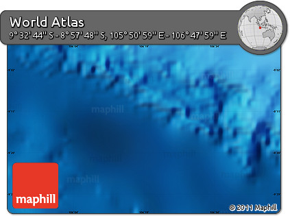 Physical Map of the Area around 9° 15' 16" S, 106° 19' 29" E