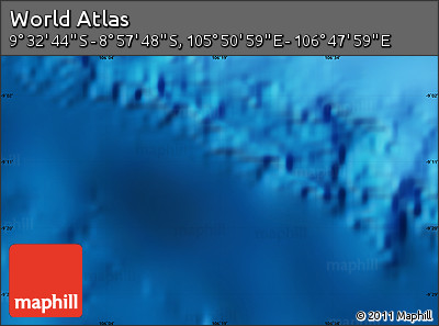 Physical Map of the Area around 9° 15' 16" S, 106° 19' 29" E