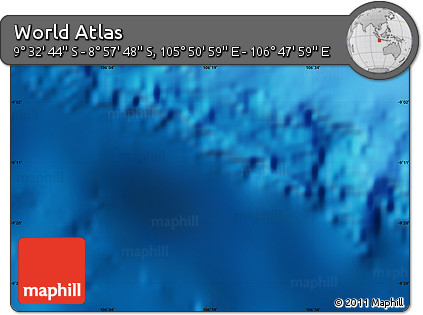 Shaded Relief Map of the Area around 9° 15' 16" S, 106° 19' 29" E