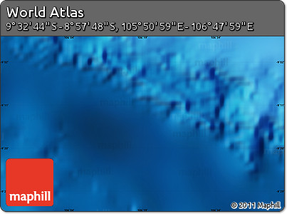 Shaded Relief Map of the Area around 9° 15' 16" S, 106° 19' 29" E