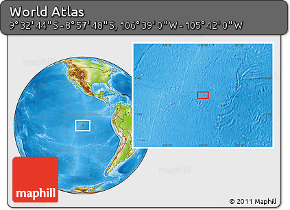 Physical Location Map of the Area around 9° 15' 16" S, 106° 10' 30" W