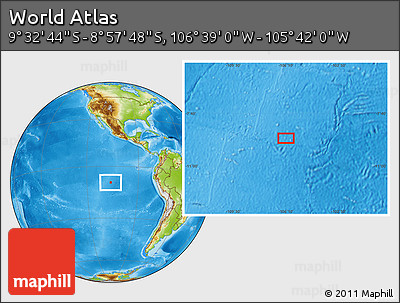 Physical Location Map of the Area around 9° 15' 16" S, 106° 10' 30" W