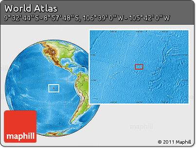 Physical Location Map of the Area around 9° 15' 16" S, 106° 10' 30" W