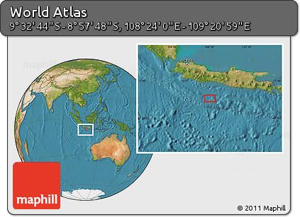 Satellite Location Map of the Area around 9° 15' 16" S, 108° 52' 30" E