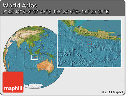 Satellite Location Map of the Area around 9° 15' 16" S, 108° 52' 30" E