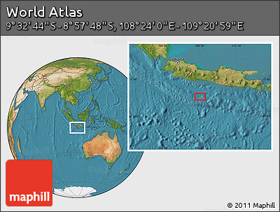Satellite Location Map of the Area around 9° 15' 16" S, 108° 52' 30" E
