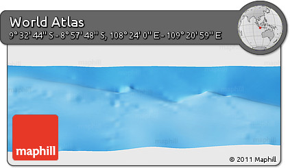 Shaded Relief Panoramic Map of the Area around 9° 15' 16" S, 108° 52' 30" E