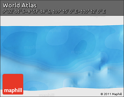 Political 3D Map of the Area around 9° 15' 16" S, 109° 43' 29" E
