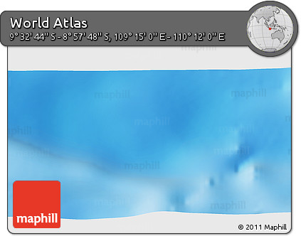 Shaded Relief 3D Map of the Area around 9° 15' 16" S, 109° 43' 29" E