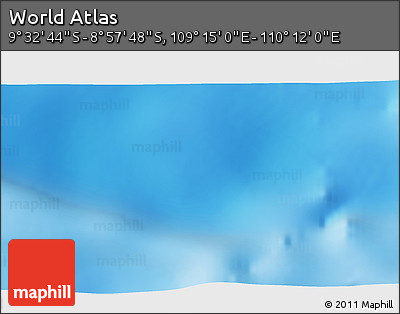 Shaded Relief 3D Map of the Area around 9° 15' 16" S, 109° 43' 29" E
