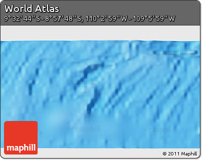Physical 3D Map of the Area around 9° 15' 16" S, 109° 34' 29" W