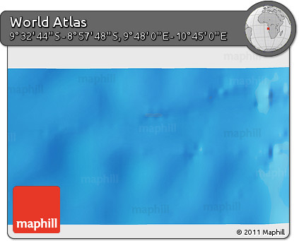Physical 3D Map of the Area around 9° 15' 16" S, 10° 16' 30" E