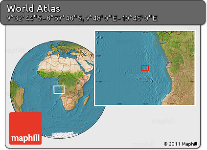 Satellite Location Map of the Area around 9° 15' 16" S, 10° 16' 30" E
