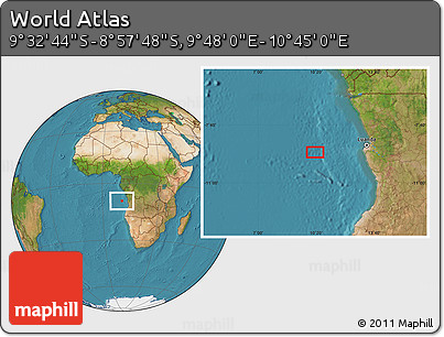 Satellite Location Map of the Area around 9° 15' 16" S, 10° 16' 30" E