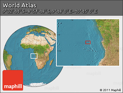 Satellite Location Map of the Area around 9° 15' 16" S, 10° 16' 30" E