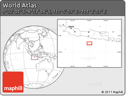 Blank Location Map of the Area around 9° 15' 16" S, 110° 34' 29" E