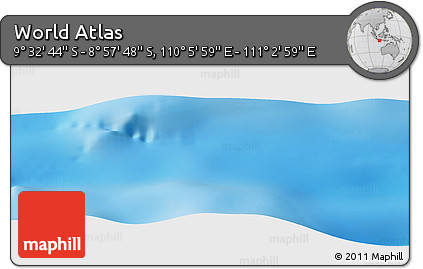 Shaded Relief Panoramic Map of the Area around 9° 15' 16" S, 110° 34' 29" E