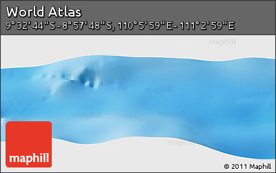 Shaded Relief Panoramic Map of the Area around 9° 15' 16" S, 110° 34' 29" E