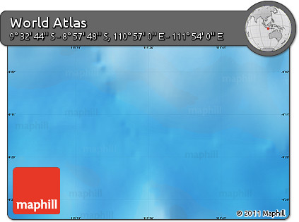Physical Map of the Area around 9° 15' 16" S, 111° 25' 30" E