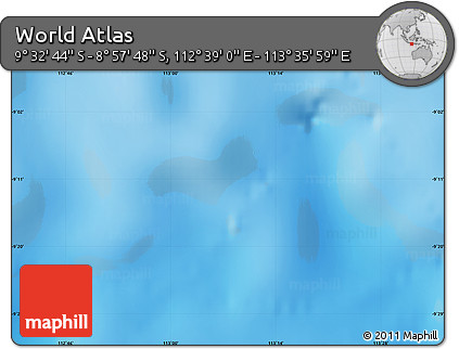 Shaded Relief Map of the Area around 9° 15' 16" S, 113° 7' 30" E
