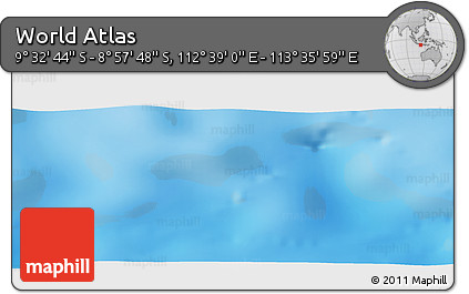 Shaded Relief Panoramic Map of the Area around 9° 15' 16" S, 113° 7' 30" E