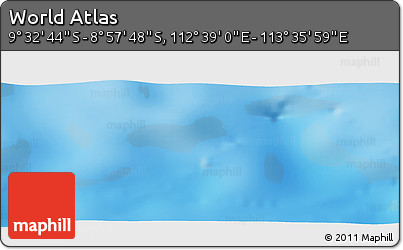 Shaded Relief Panoramic Map of the Area around 9° 15' 16" S, 113° 7' 30" E