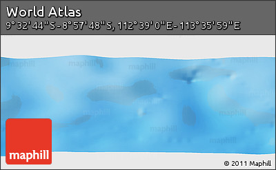 Shaded Relief Panoramic Map of the Area around 9° 15' 16" S, 113° 7' 30" E