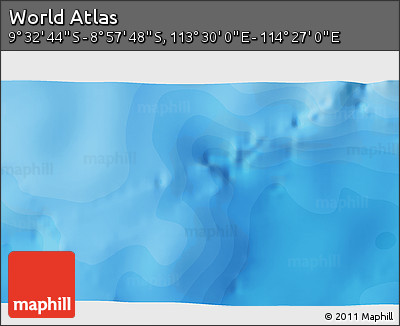 Political 3D Map of the Area around 9° 15' 16" S, 113° 58' 29" E