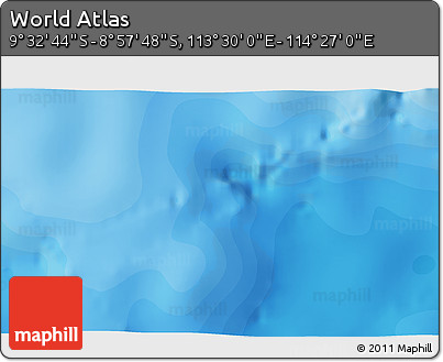 Political 3D Map of the Area around 9° 15' 16" S, 113° 58' 29" E