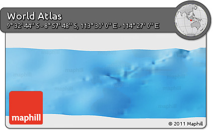 Shaded Relief Panoramic Map of the Area around 9° 15' 16" S, 113° 58' 29" E